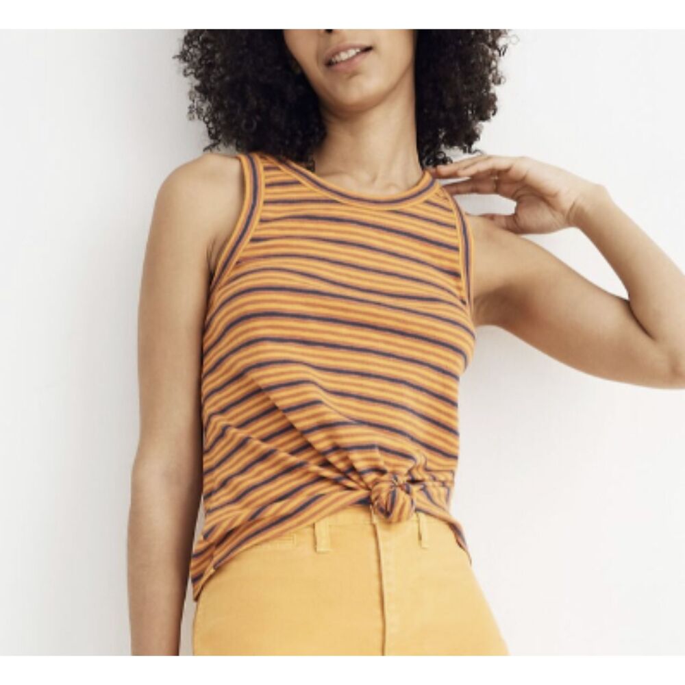 Madewell Retro Style Multicolored Striped Audio Front Knot Tank Top, sz S